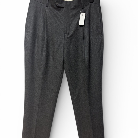I Men’s Gray Wool Flannel Dress Pants Pleated Classic Fit Size 33x32